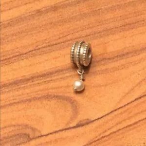 Pandora Beveled Dangle White Pearl Charm 790132